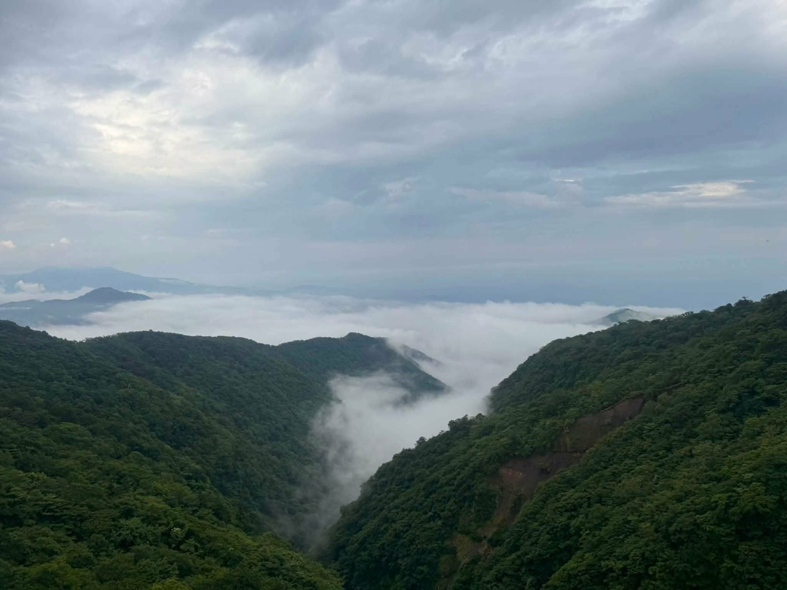 雲海を見下ろす山あいの景色